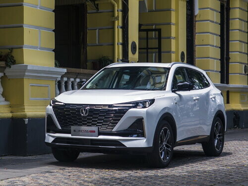 Коврики текстильные "Премиум+" для Changan CS55 Plus II (suv / SUV) 2021 - Н.В., темно-серые, 3шт.